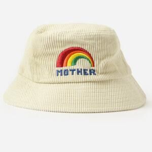 MOTHER WOMEN'S THE BUCKET LIST HAT CREAM EMBROIDERED CORDUROY CASUAL NWT